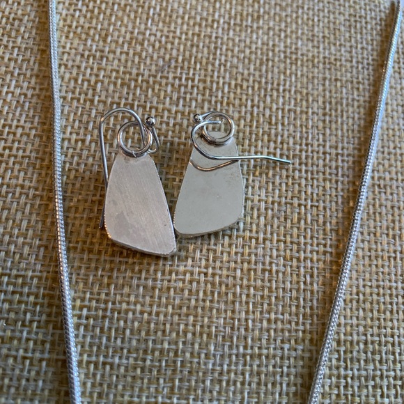 Sterling silver set of earrings and pendant with chrysocolla stones, NWT - Picture 7 of 10